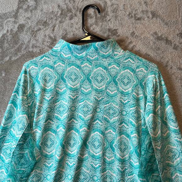 IBKUL VENETIAN TILES JADE Long Sleeve Mock Golf Shirt Size XL New - Picture 4 of 9